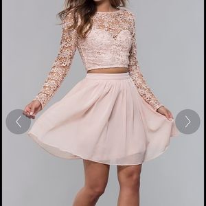Long-Sleeve Two-Piece Short Homecoming Party Dress